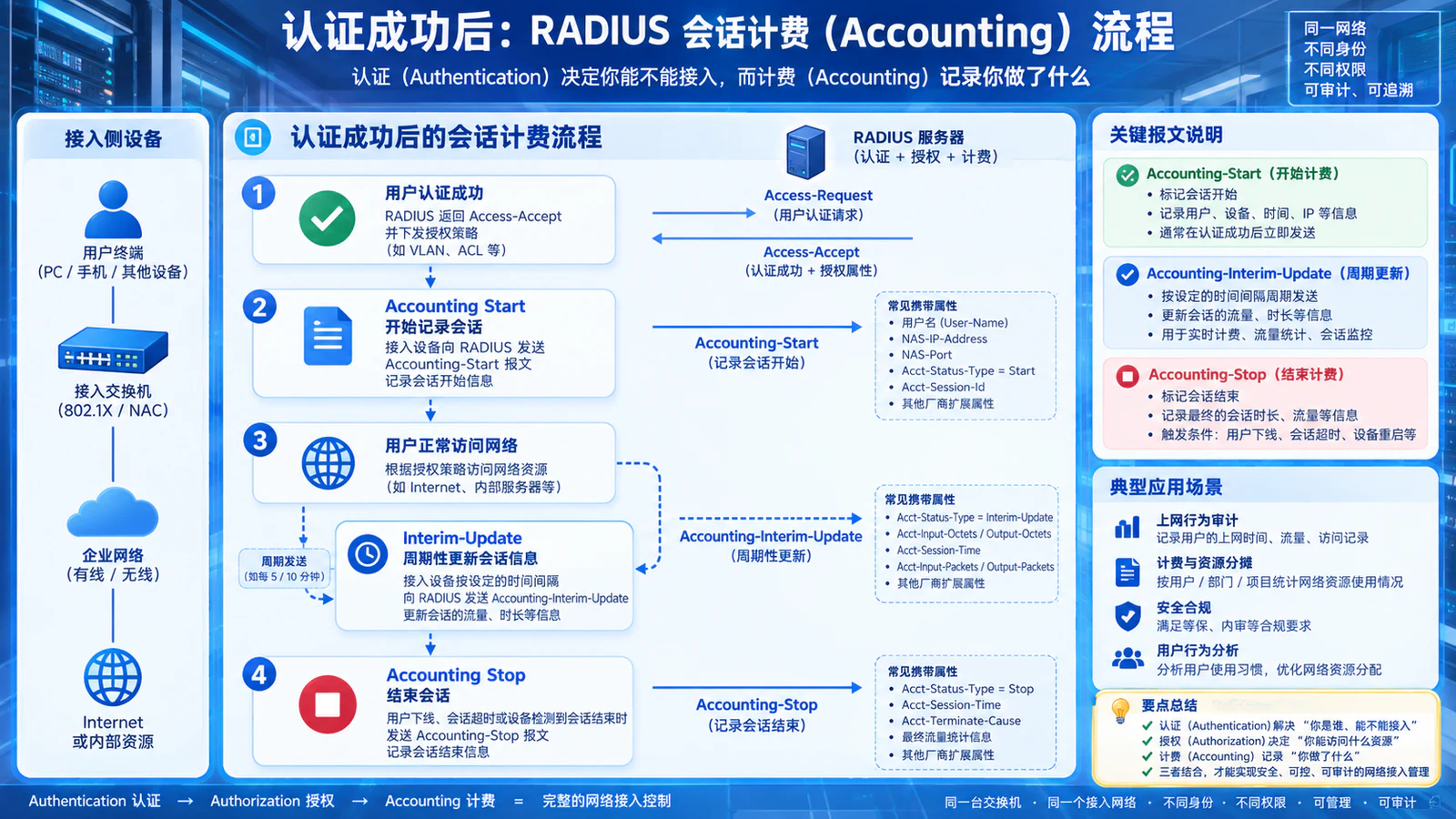RADIUS Accounting 记录会话开始、更新与结束