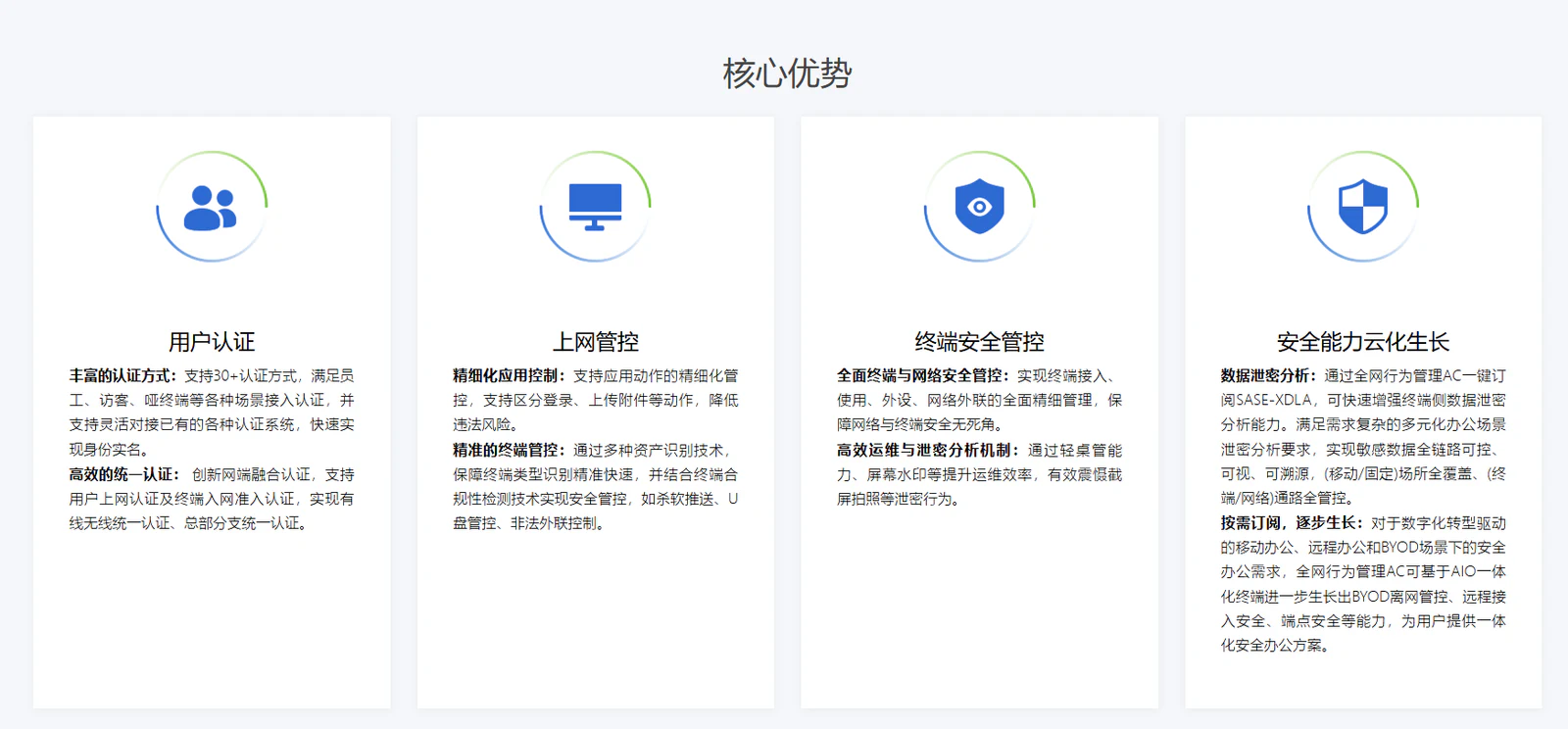 深信服 AC 的用户认证、上网管控和终端安全能力